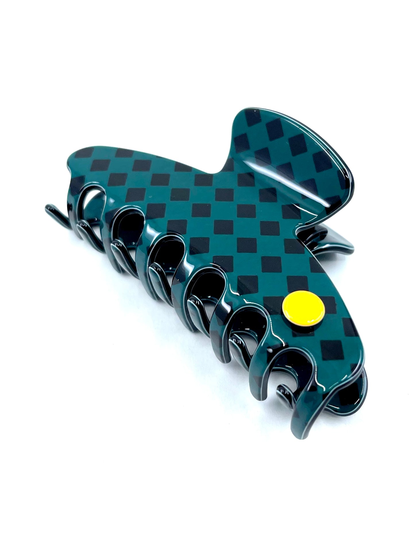 Barcelona medium claw - Teal black check