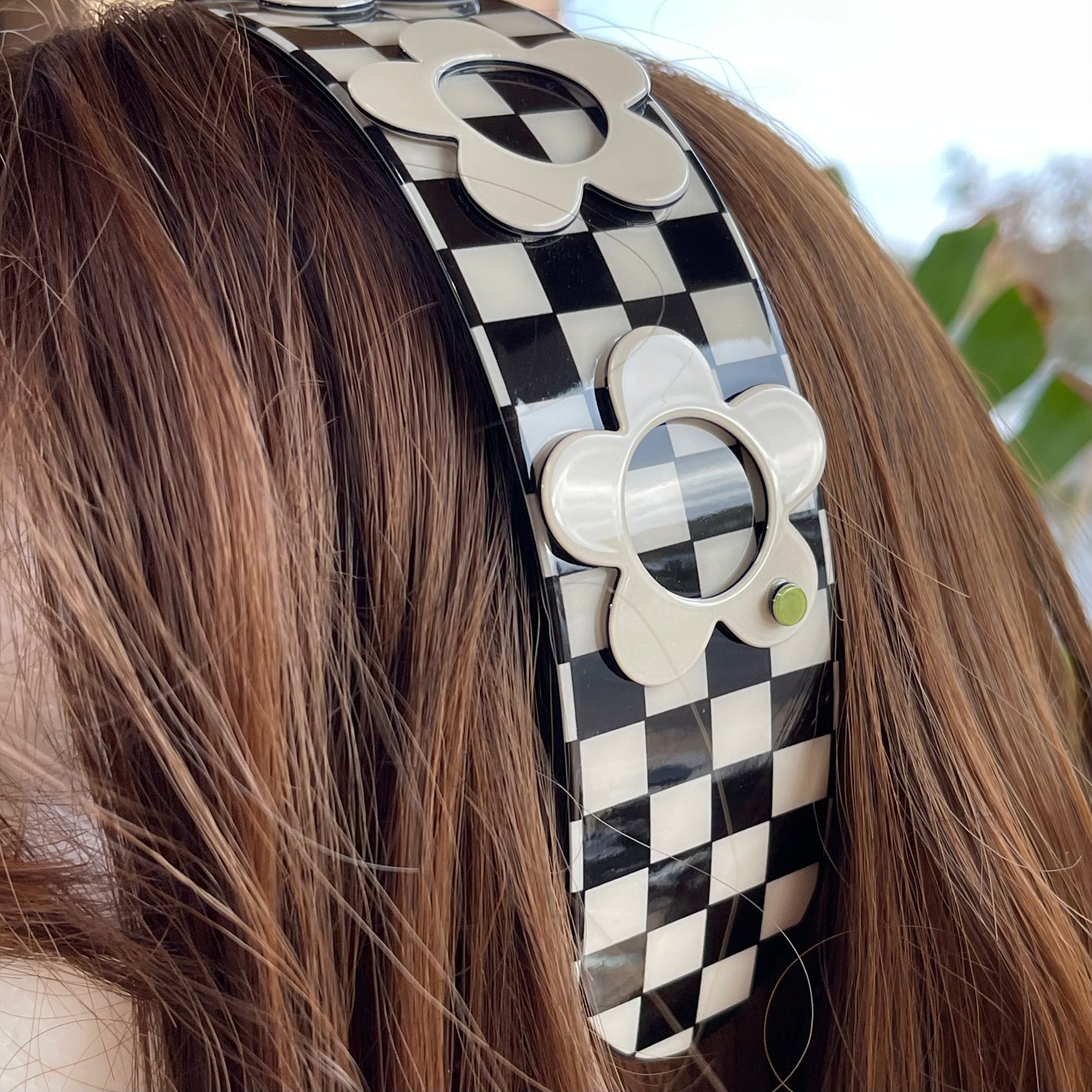 Boston headband - Black/cream check