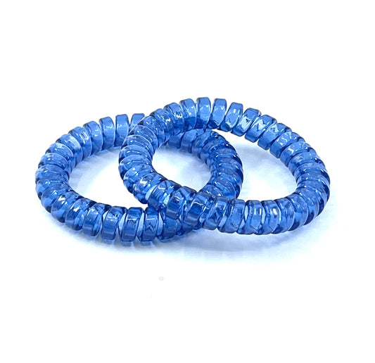 Large Spiral Hair Ties - Blue translucent