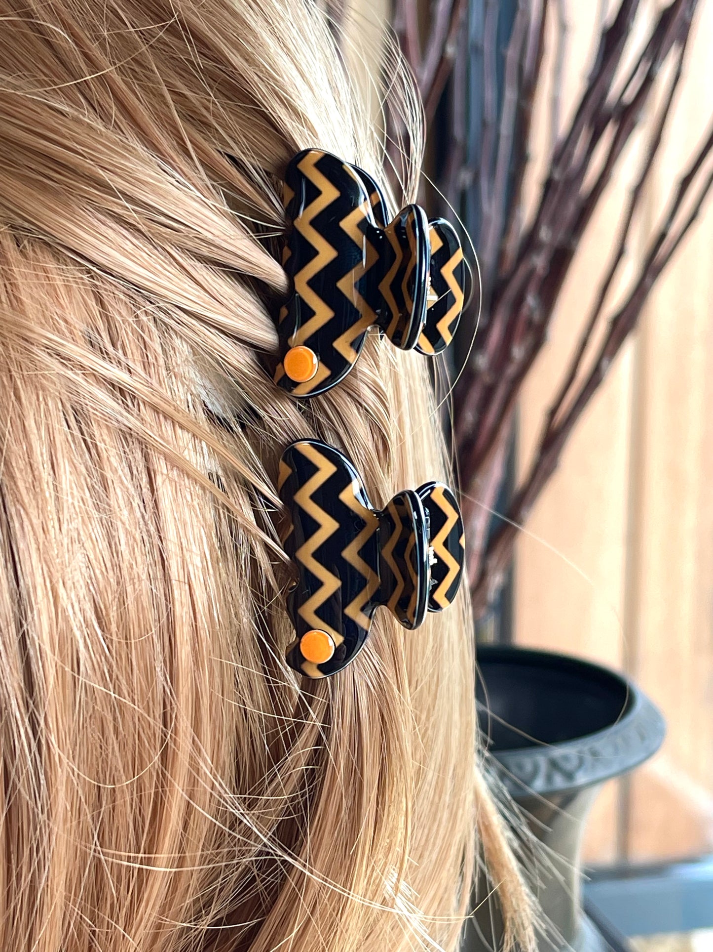 Barcelona mini claw - Dusky orange zig zag