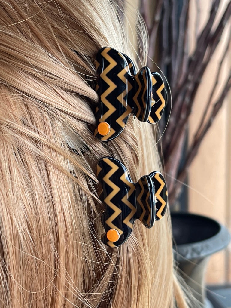 Barcelona mini claw - Dusky orange zig zag