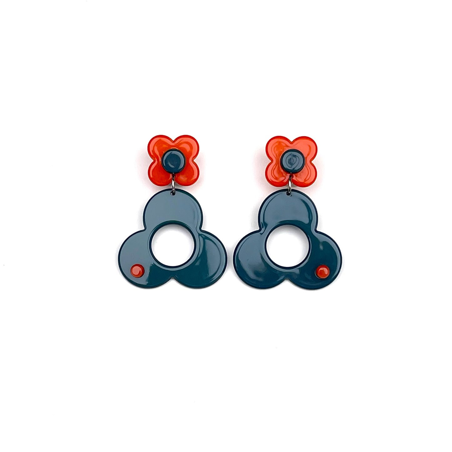 Barcelona drop earrings - Teal Orange