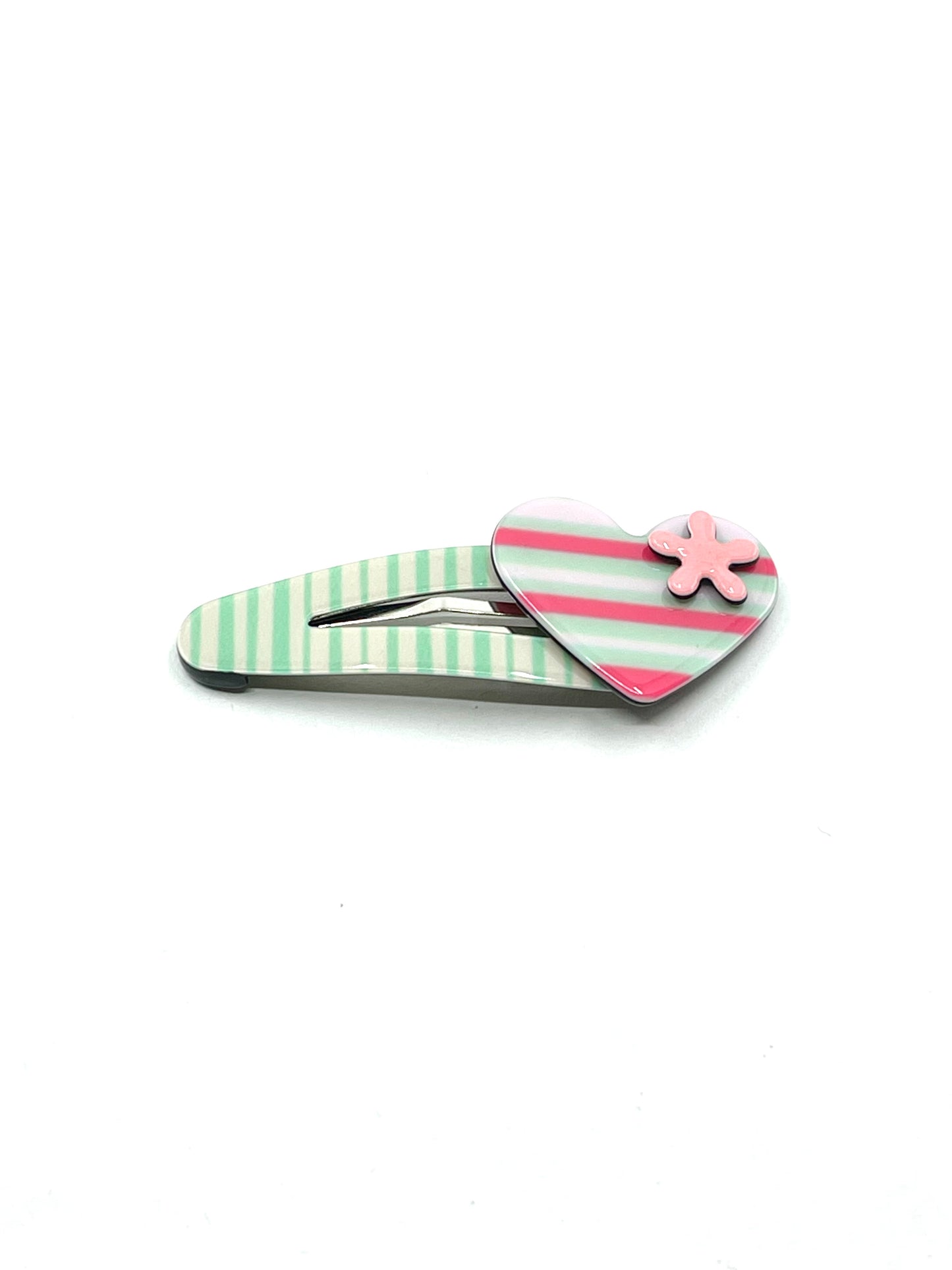 Heart click clack - Pale green stripe