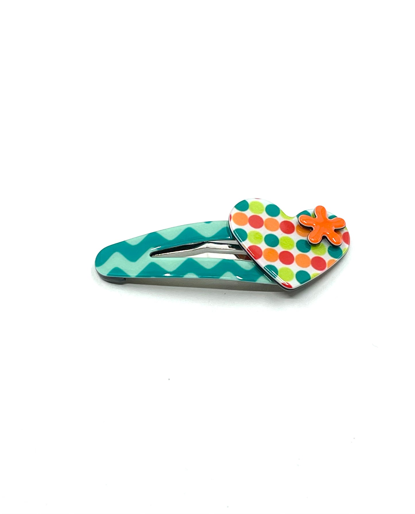 Heart click clack - Teal zigzag