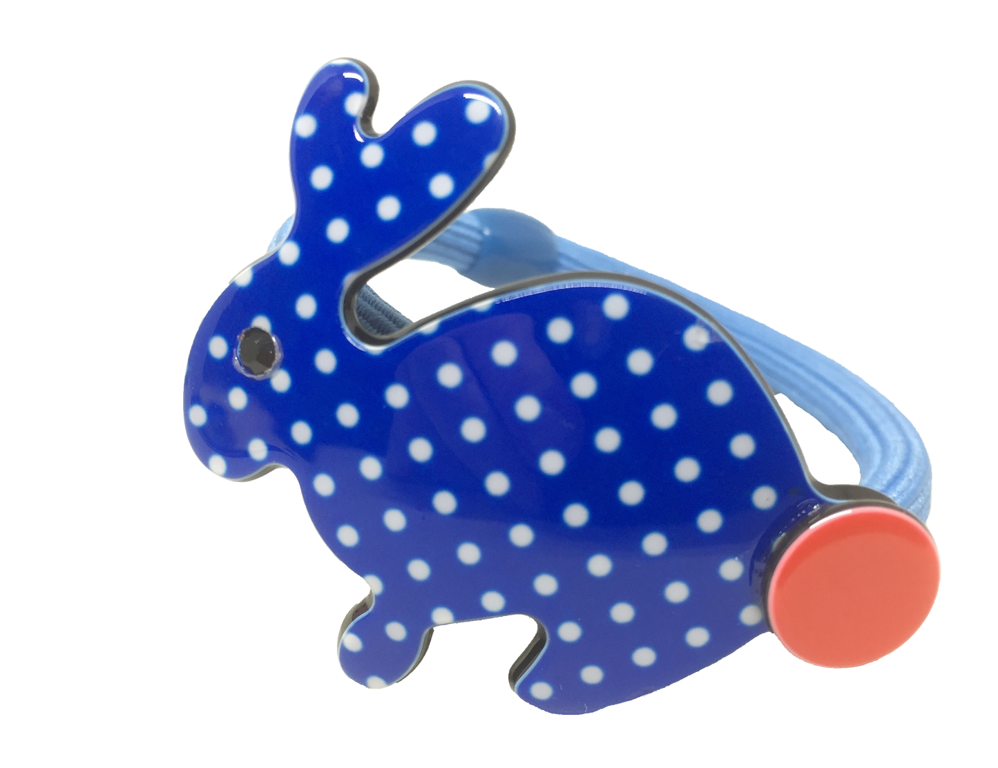 Inky rabbit pony elastic - dark blue polka