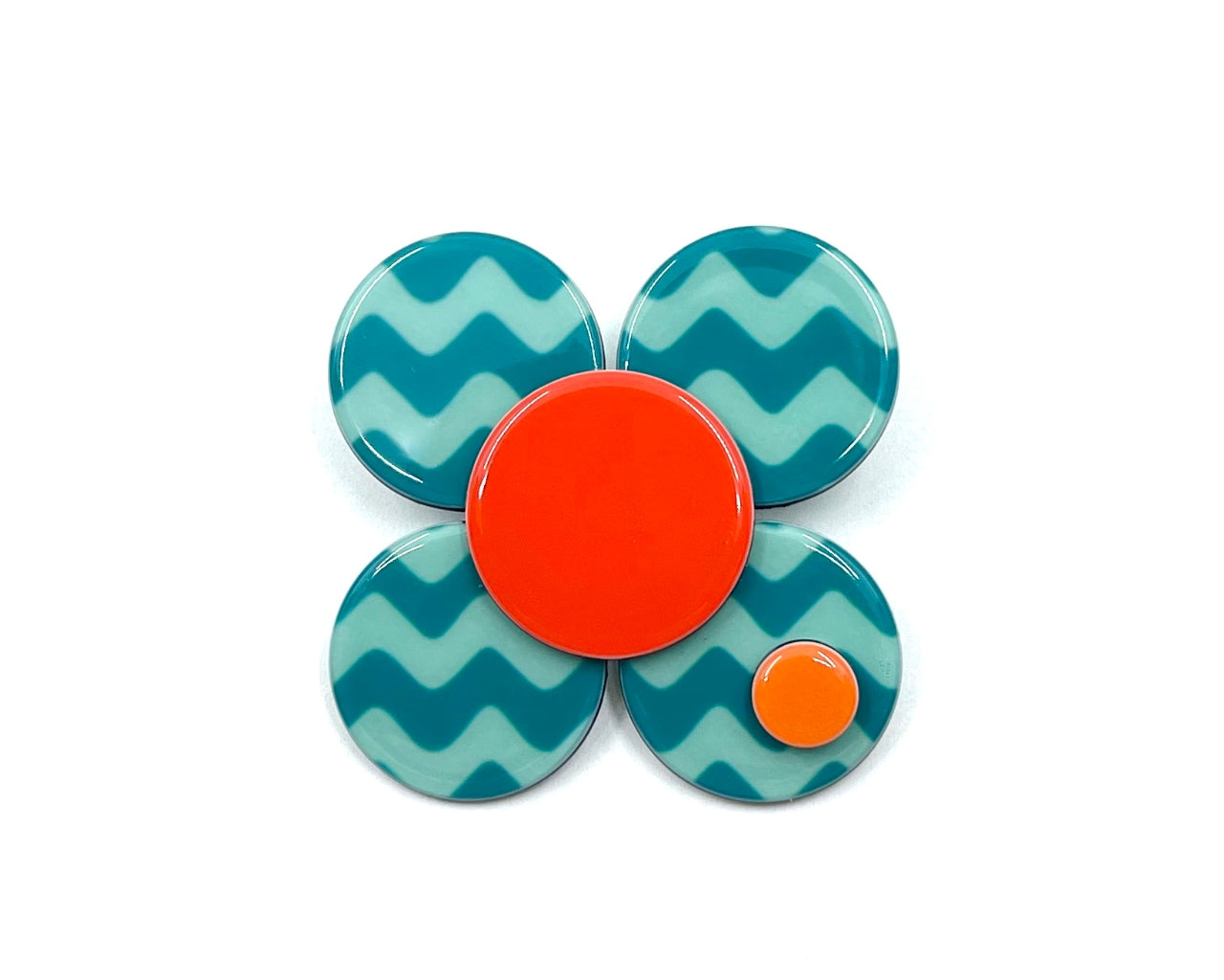 Florence brooch - Teal Zigzag