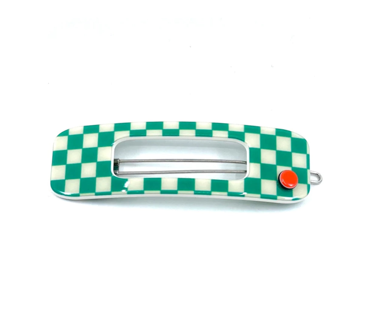 Toulouse Hairclip - green cream check