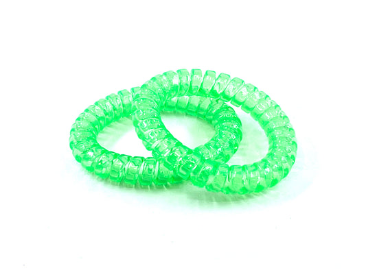 Large Spiral Hair Ties - Bright green translucent