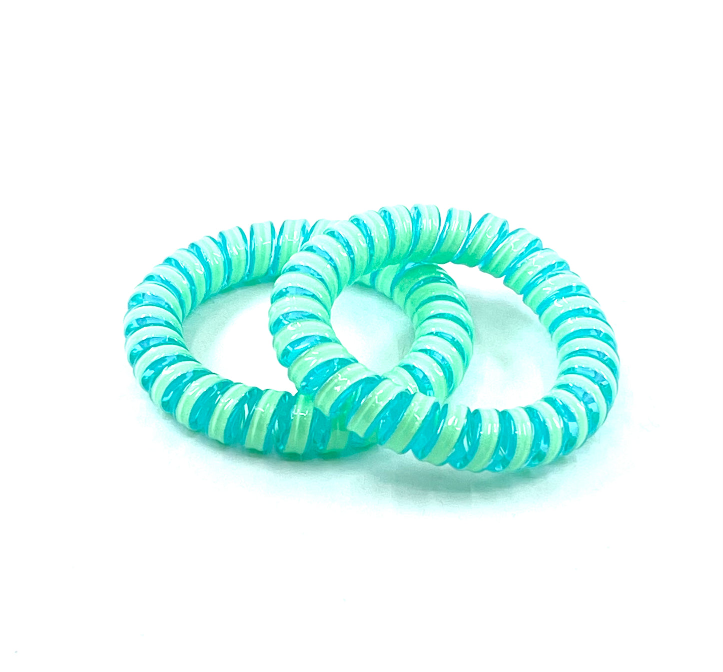 Large Spiral Hair Ties - green/blue