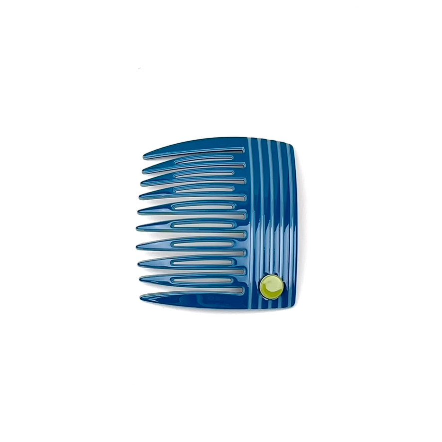 Sorrento stripe side comb - Tealy blue