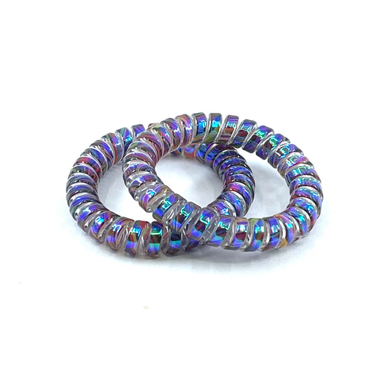 Large Spiral Hair Ties - Iridescent green/purple