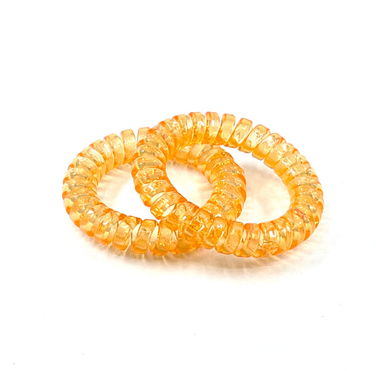 Large Spiral Hair Ties - translucent orange