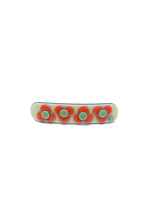 Barcelona Mini Barrette - Cream Bright Orange