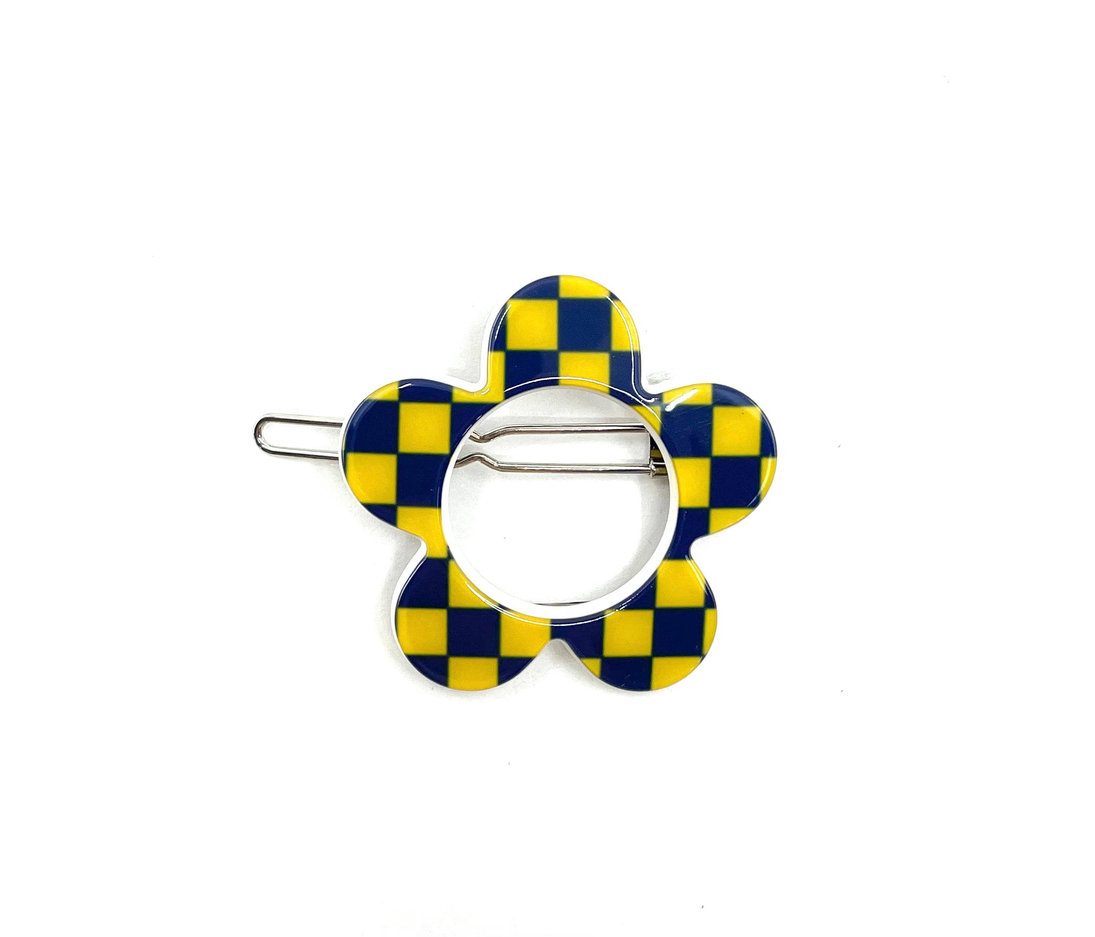 Boston Hairclip - Navy yellow check