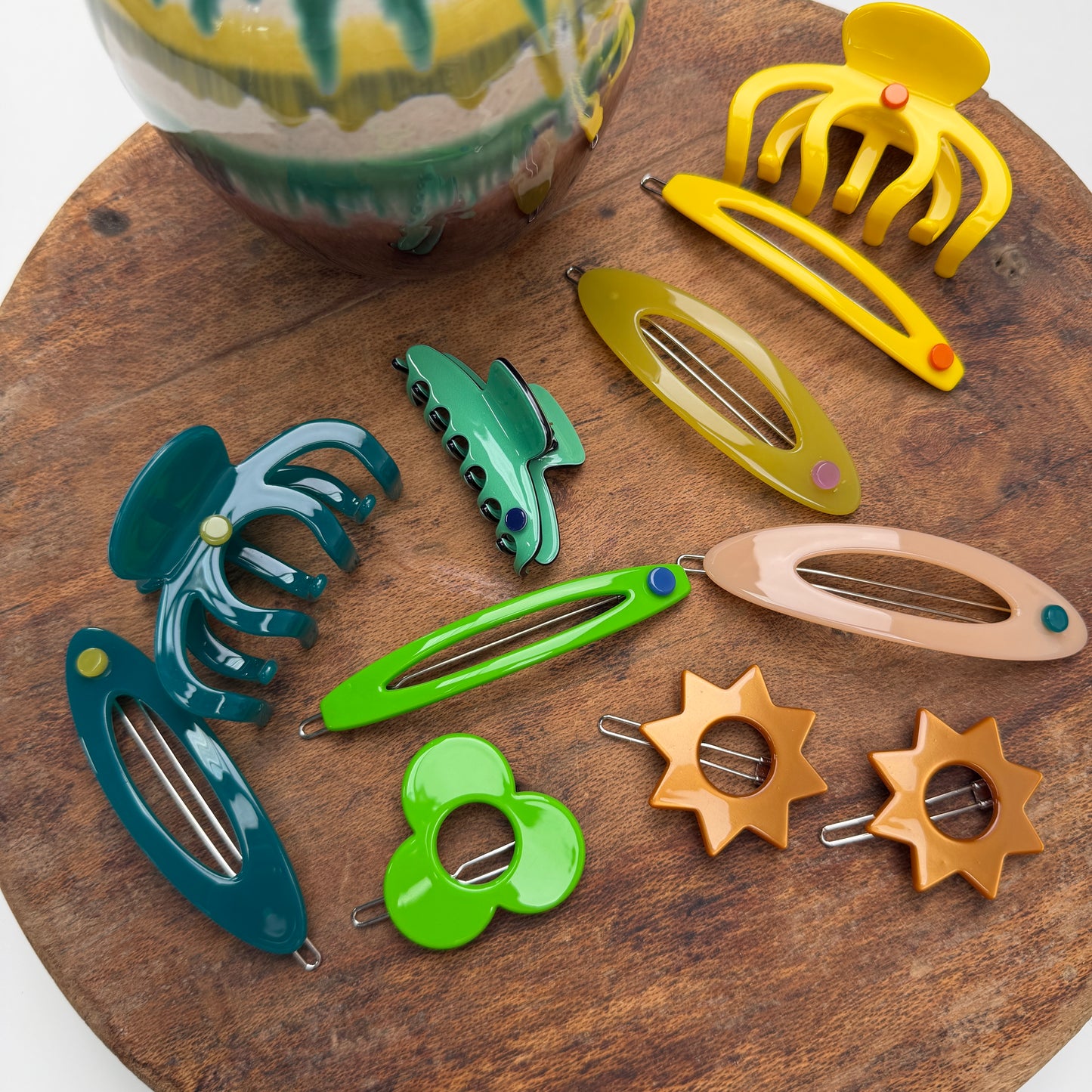 Barcelona Hairclip -bright green