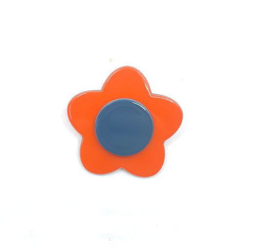 Bibi flower - Bright Orange Tealy blue