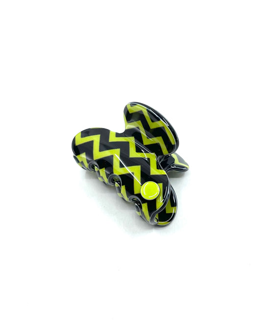 Barcelona mini claw - Lime green zig zag