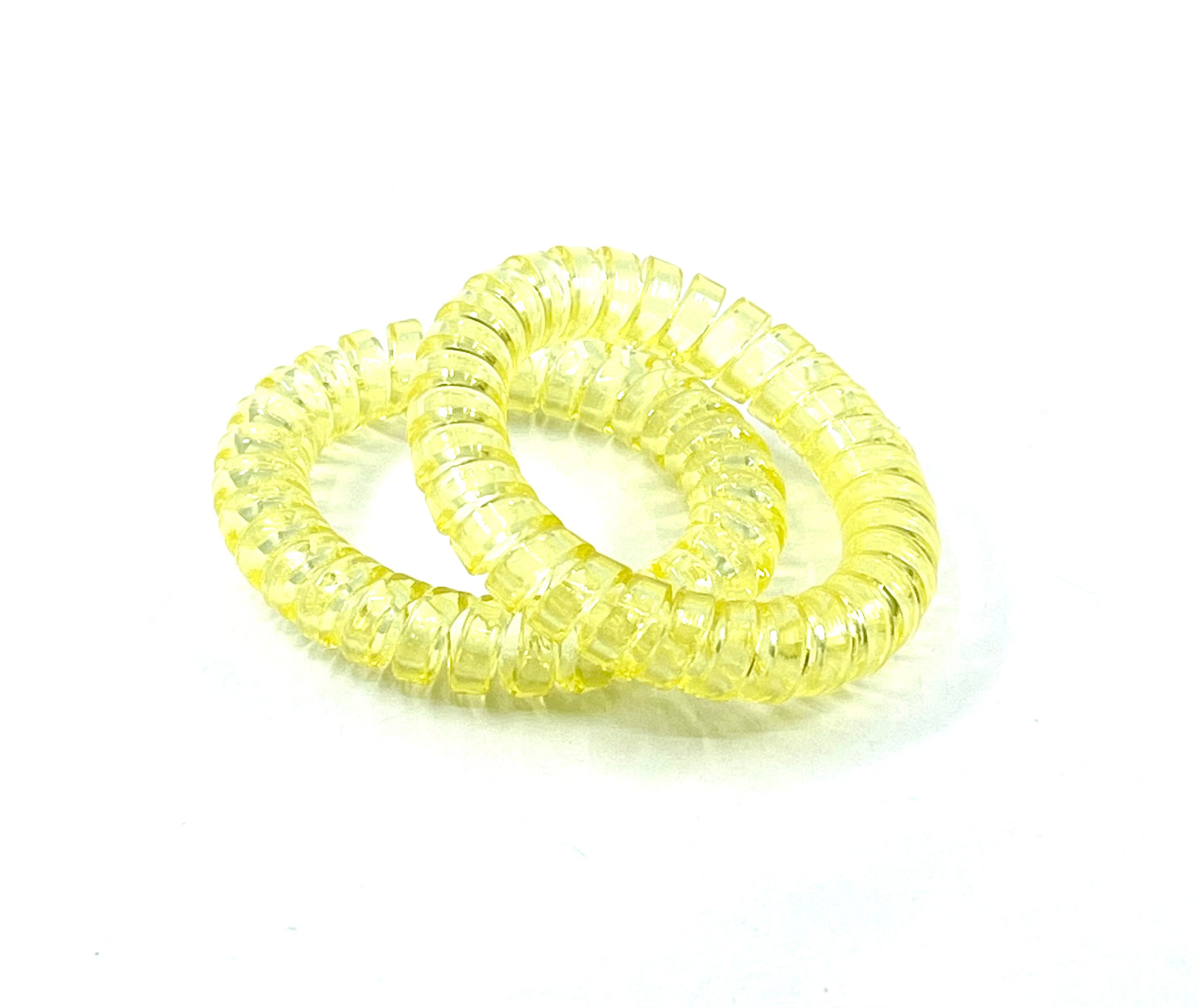 Large Spiral Hair Ties - translucent pale yellow