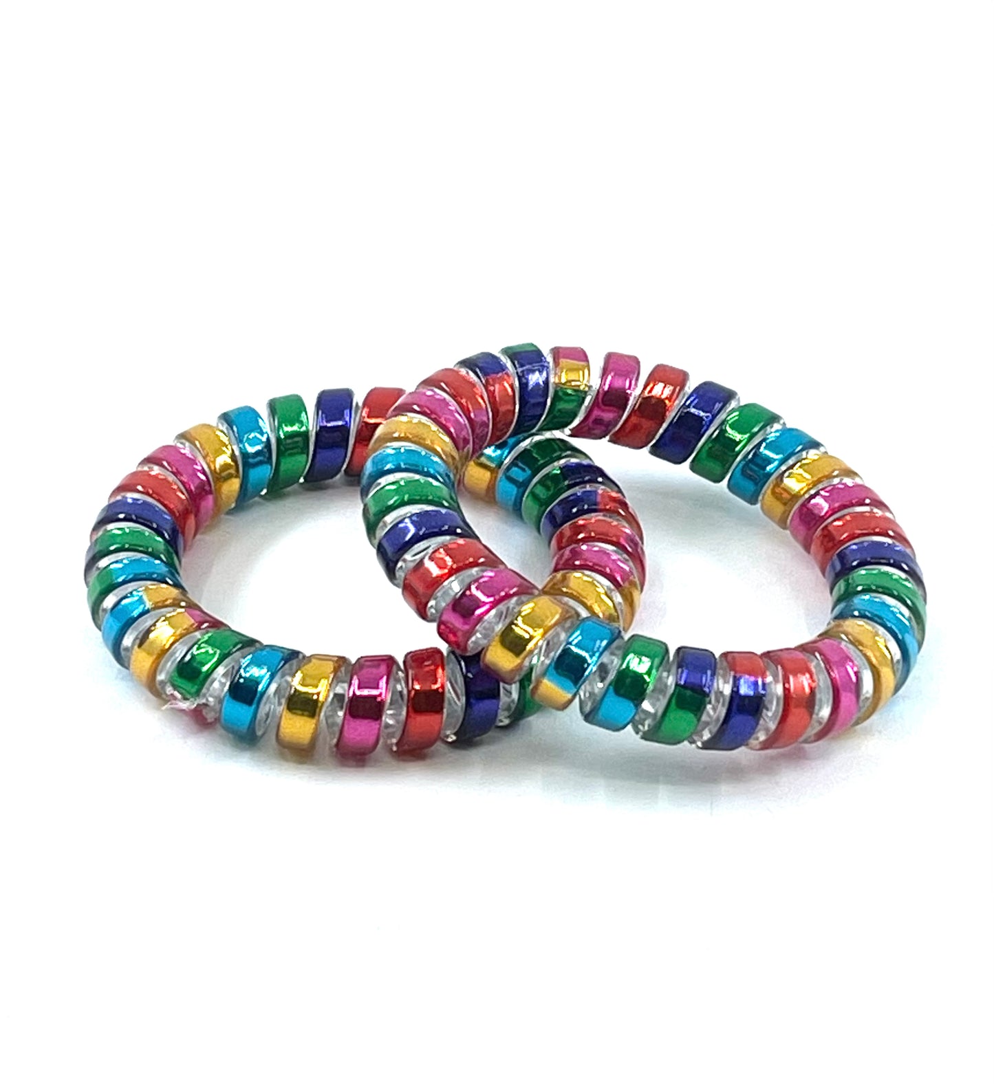 Large Spiral Hair Ties - Multi Stripe