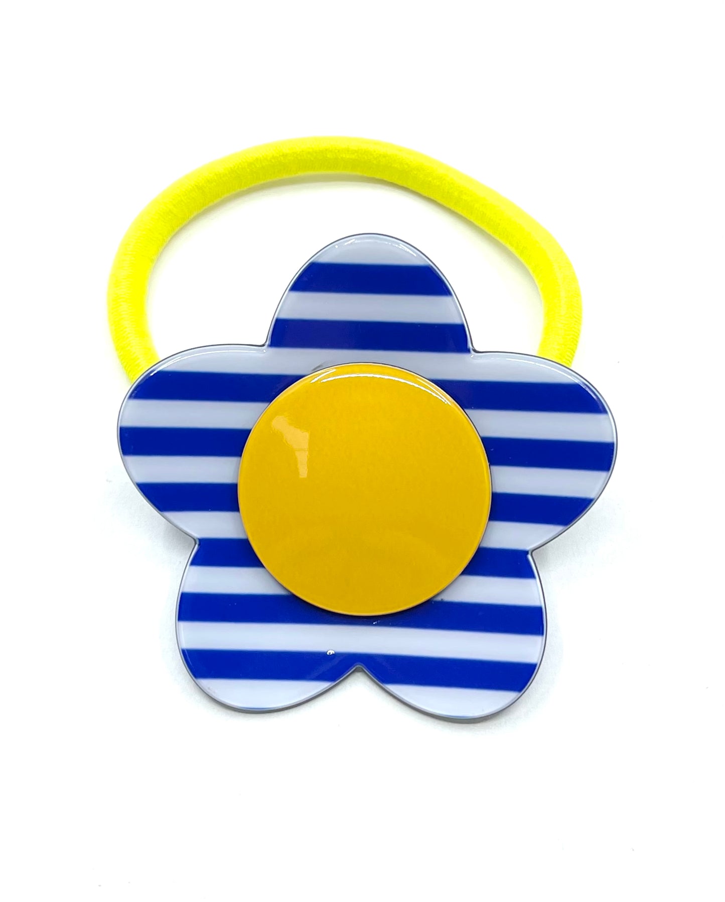 Bibi flower ponytail - Blue Stripe