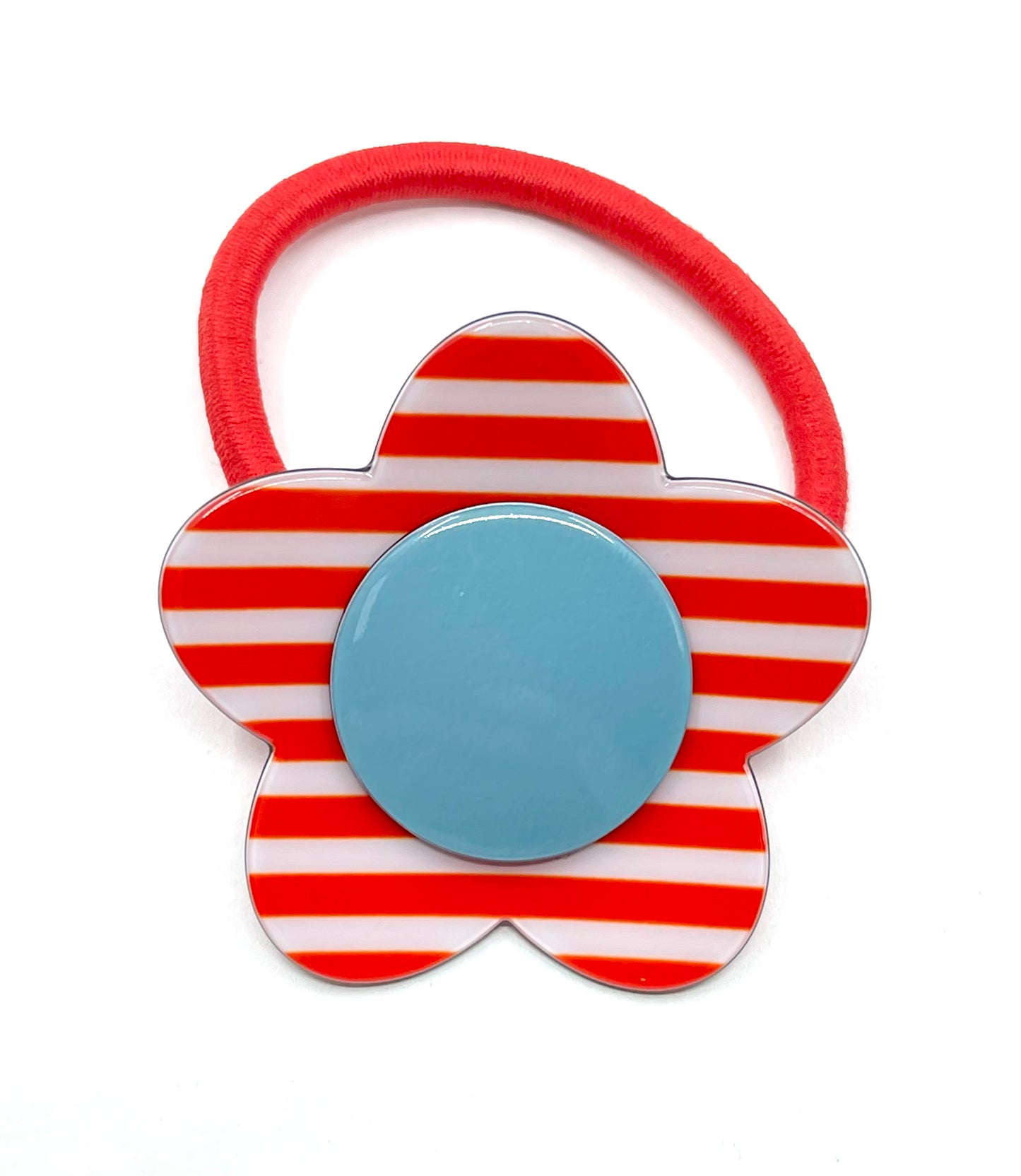 Bibi flower ponytail - Red Stripe