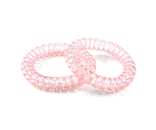 Large Spiral Hair Ties - translucent pale pink