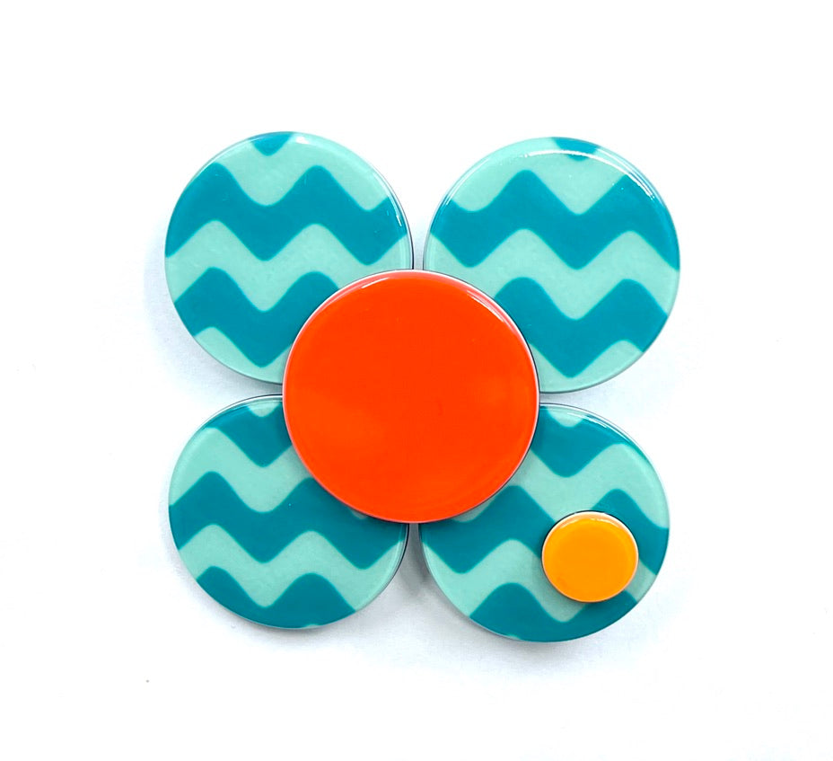 Florence flower - Teal zigzag