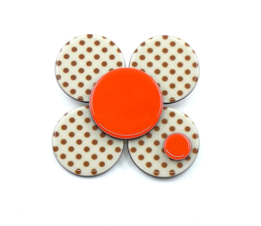 Florence brooch - Cream Polka