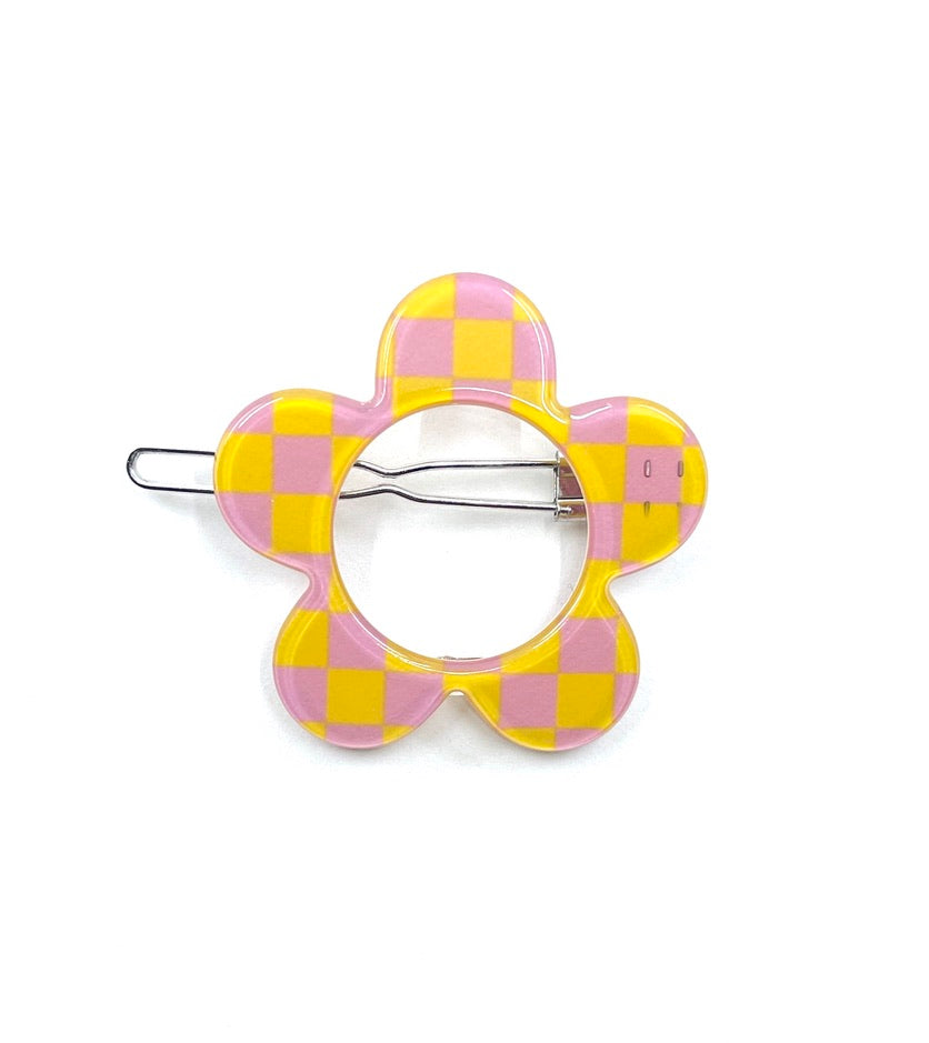 Boston Hairclip - Yellow lilac check