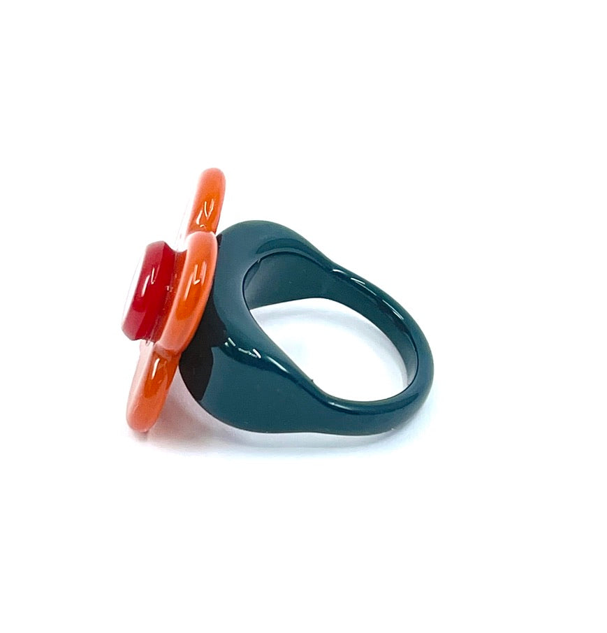Hanover Ring - orange teal