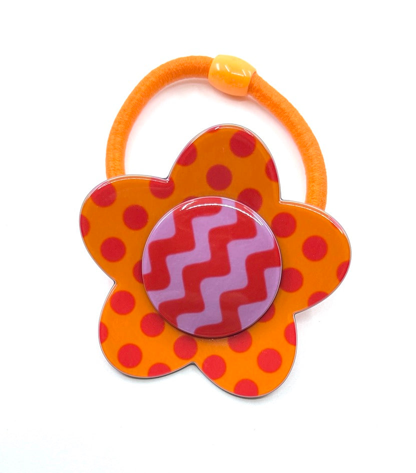 Bibi flower ponytail - Orange spot