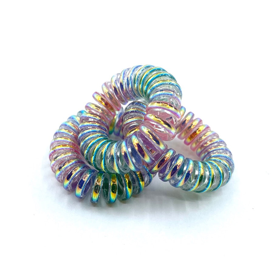 Spiral Hair Ties - Iridescent