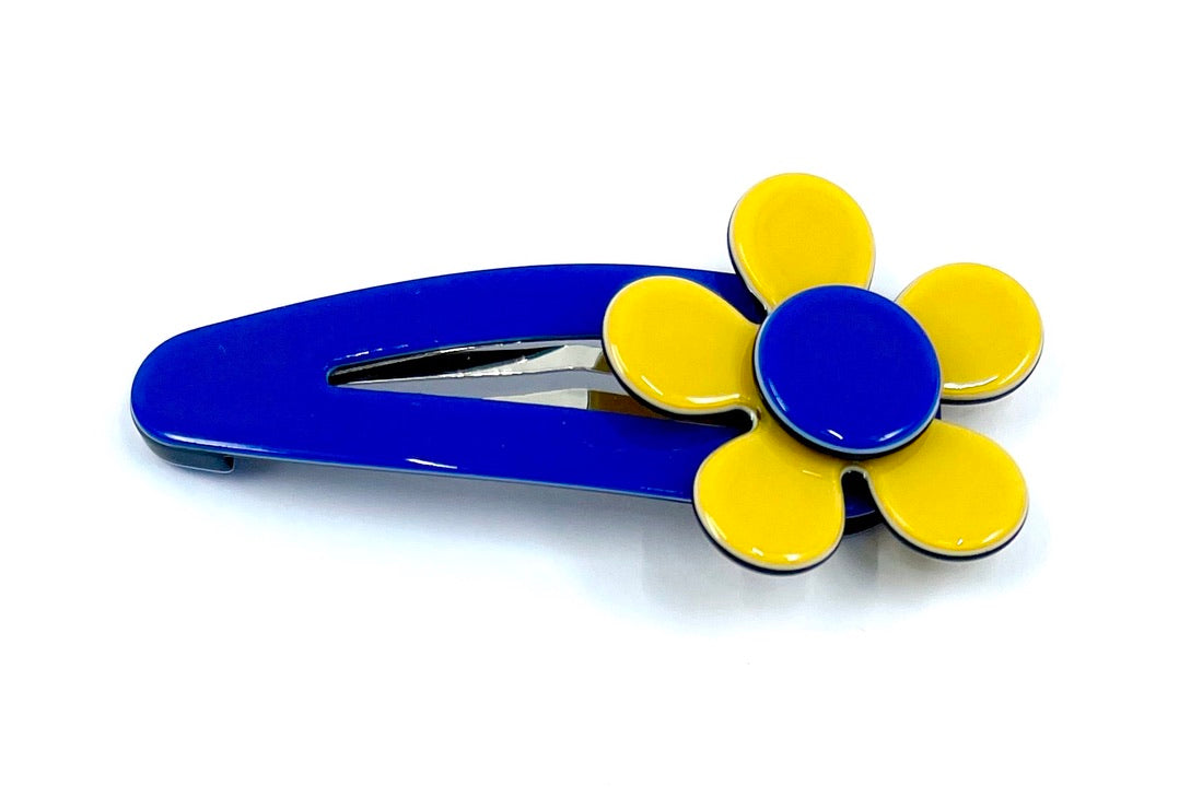 Flat flower click clack - mustard blue