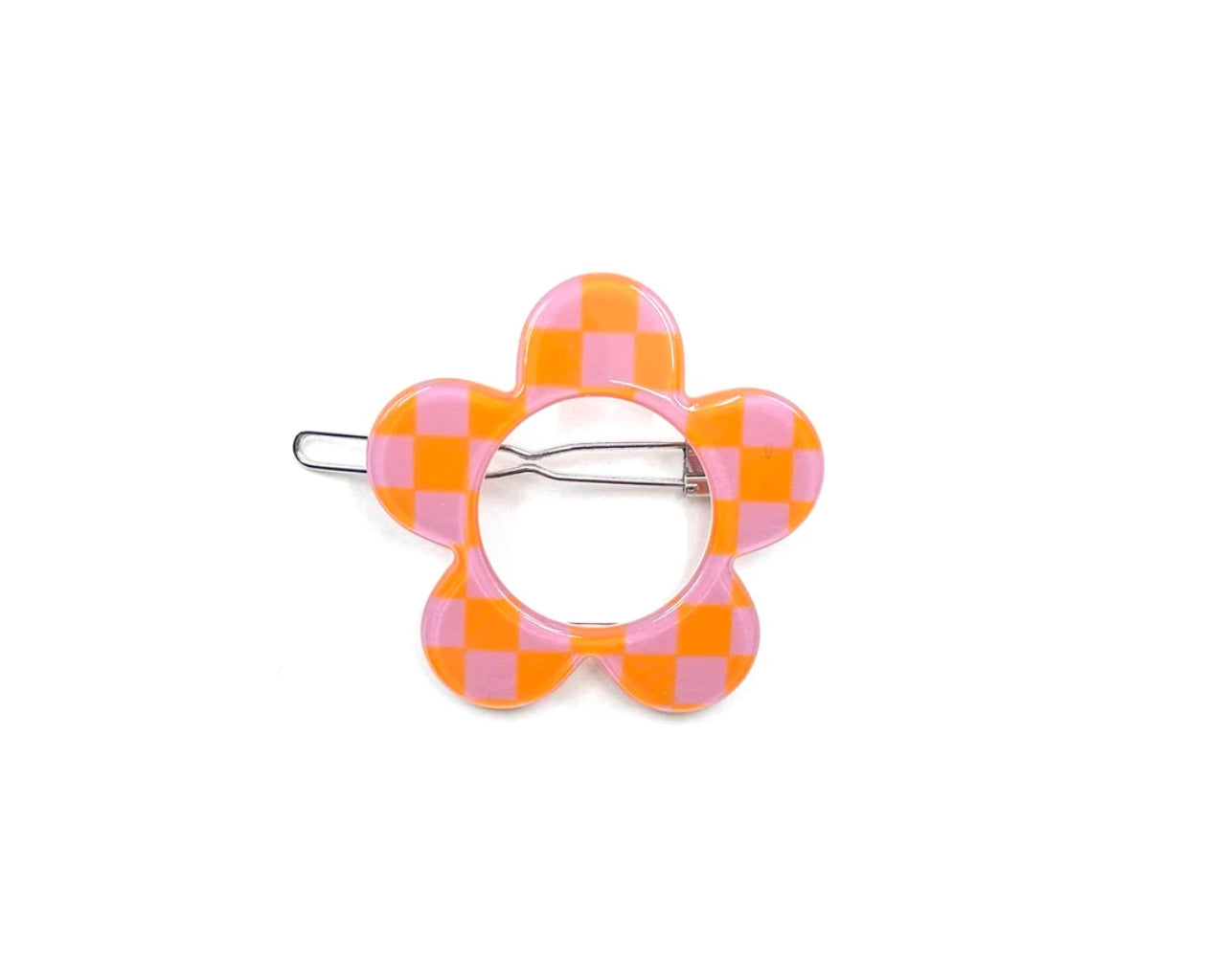 Boston Hairclip - Dusty orange lilac check