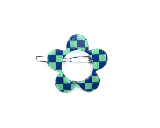 Boston Hairclip - green blue check