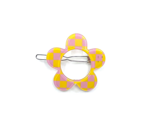Boston Hairclip - Yellow lilac check