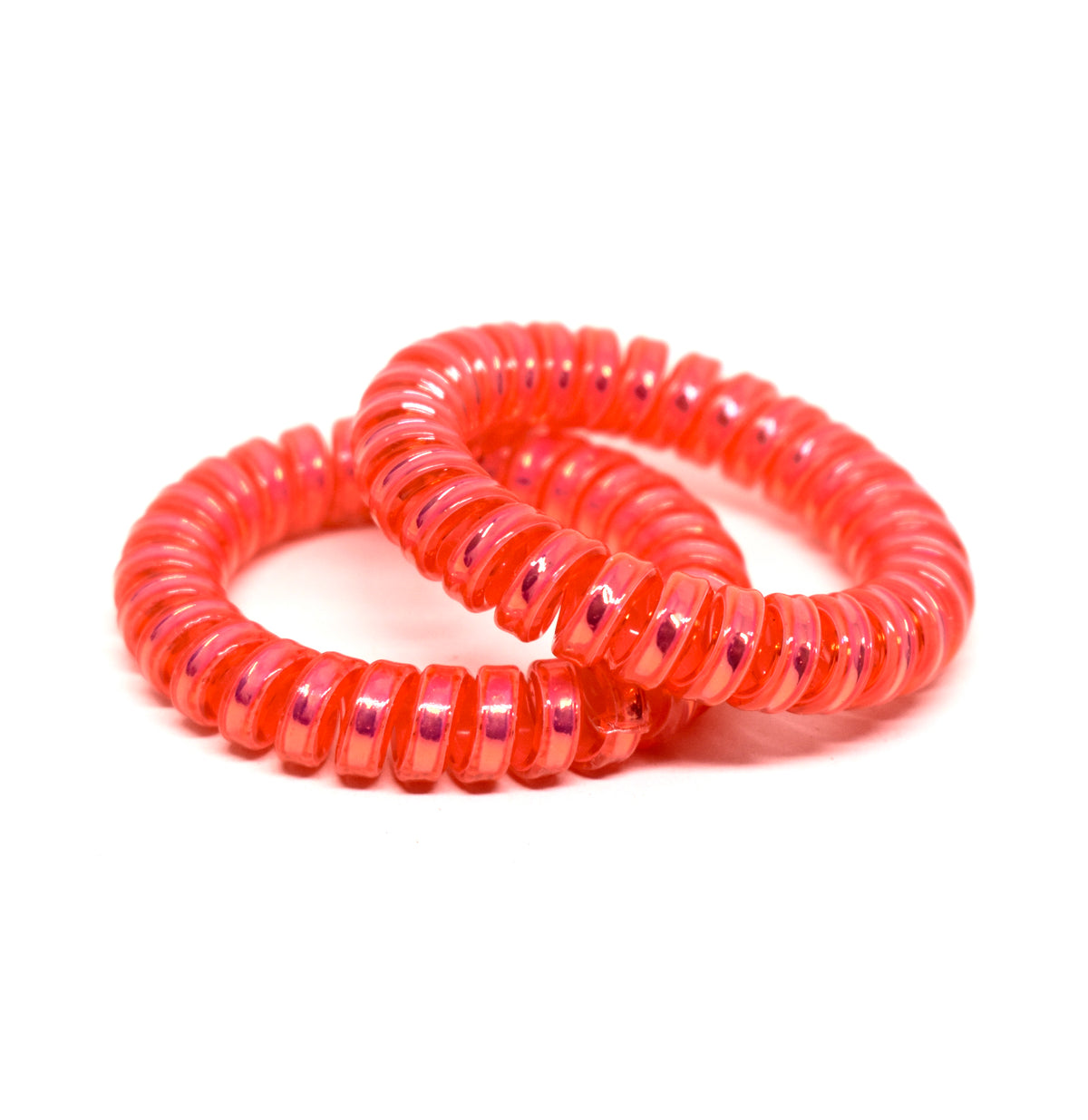 Large Spiral Hair Ties - Bright coral