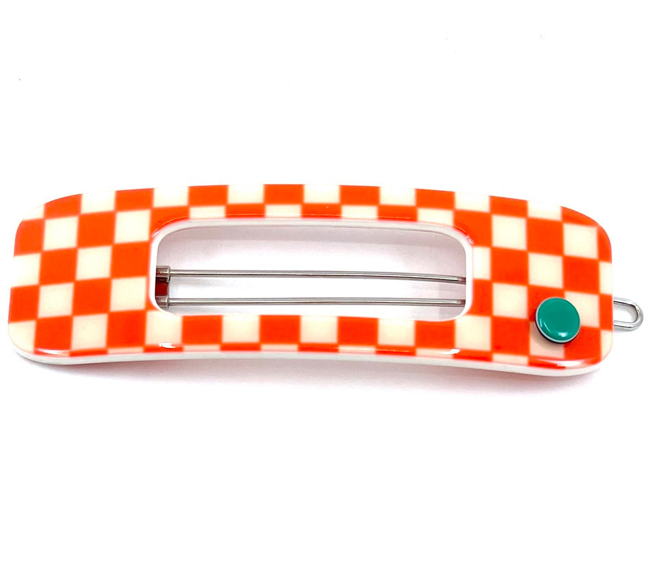 Toulouse Hairclip - orange cream check
