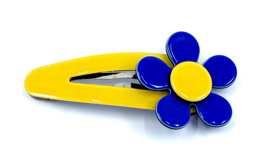 Flat flower click clack - blue mustard