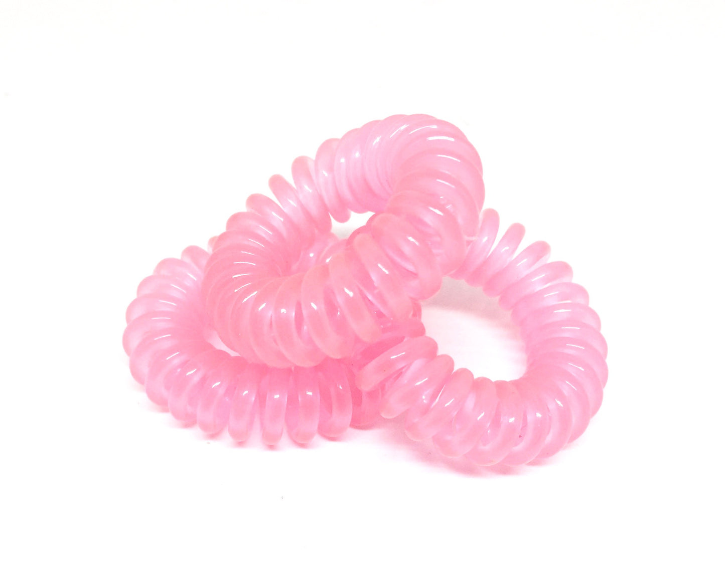 Spiral Hair Ties - pink translucent