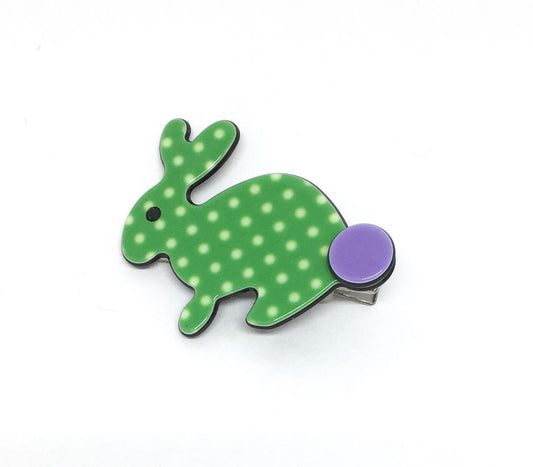 Little Inky rabbit - green polka