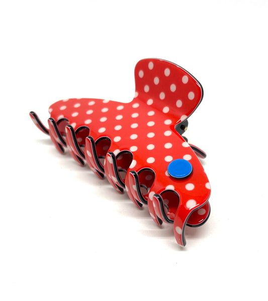 Barcelona medium claw - red polka