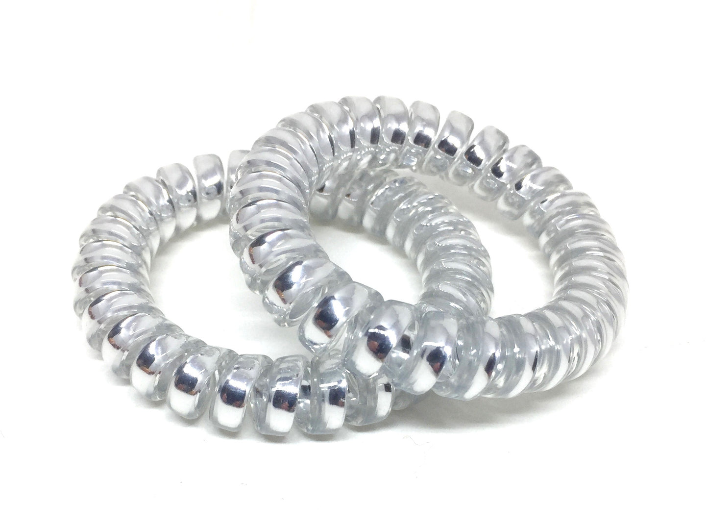 Large Spiral Hair Ties - silver