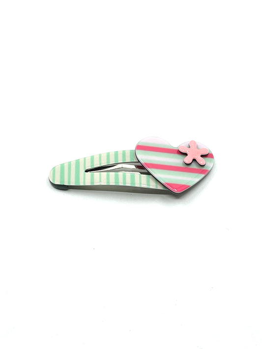 Heart click clack - Pale green stripe