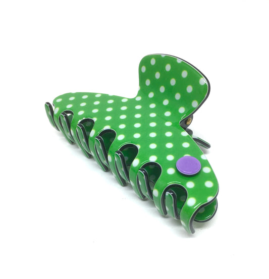 Barcelona medium claw - Green polka