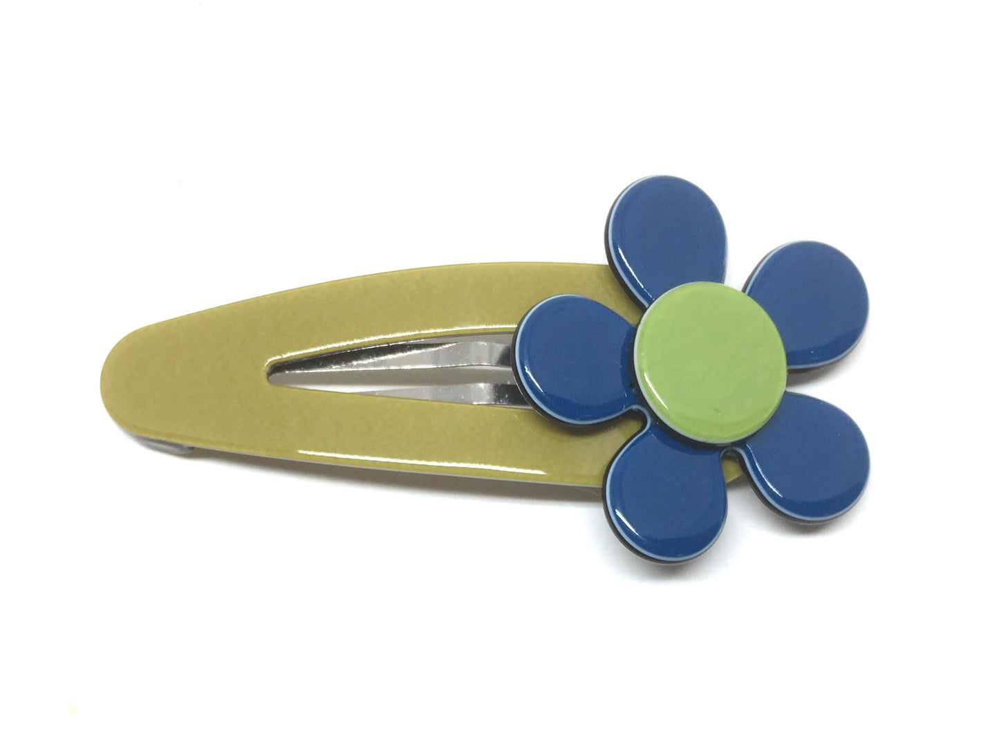 Flat flower click clack - Khaki green tealy blue