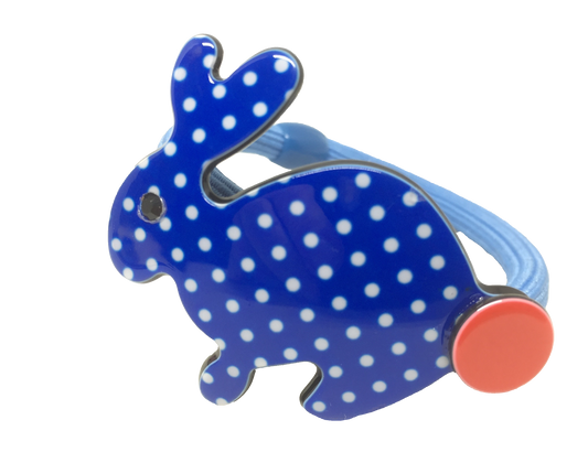 Inky rabbit pony elastic - dark blue polka