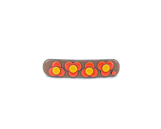 Barcelona Mini Barrette - Brown / Coral