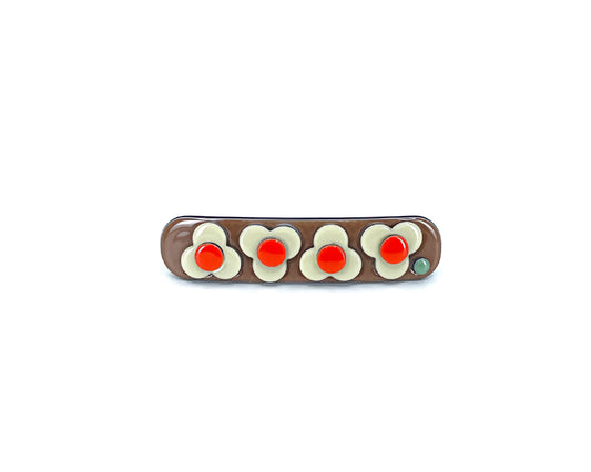 Barcelona Mini Barrette - Brown / Cream