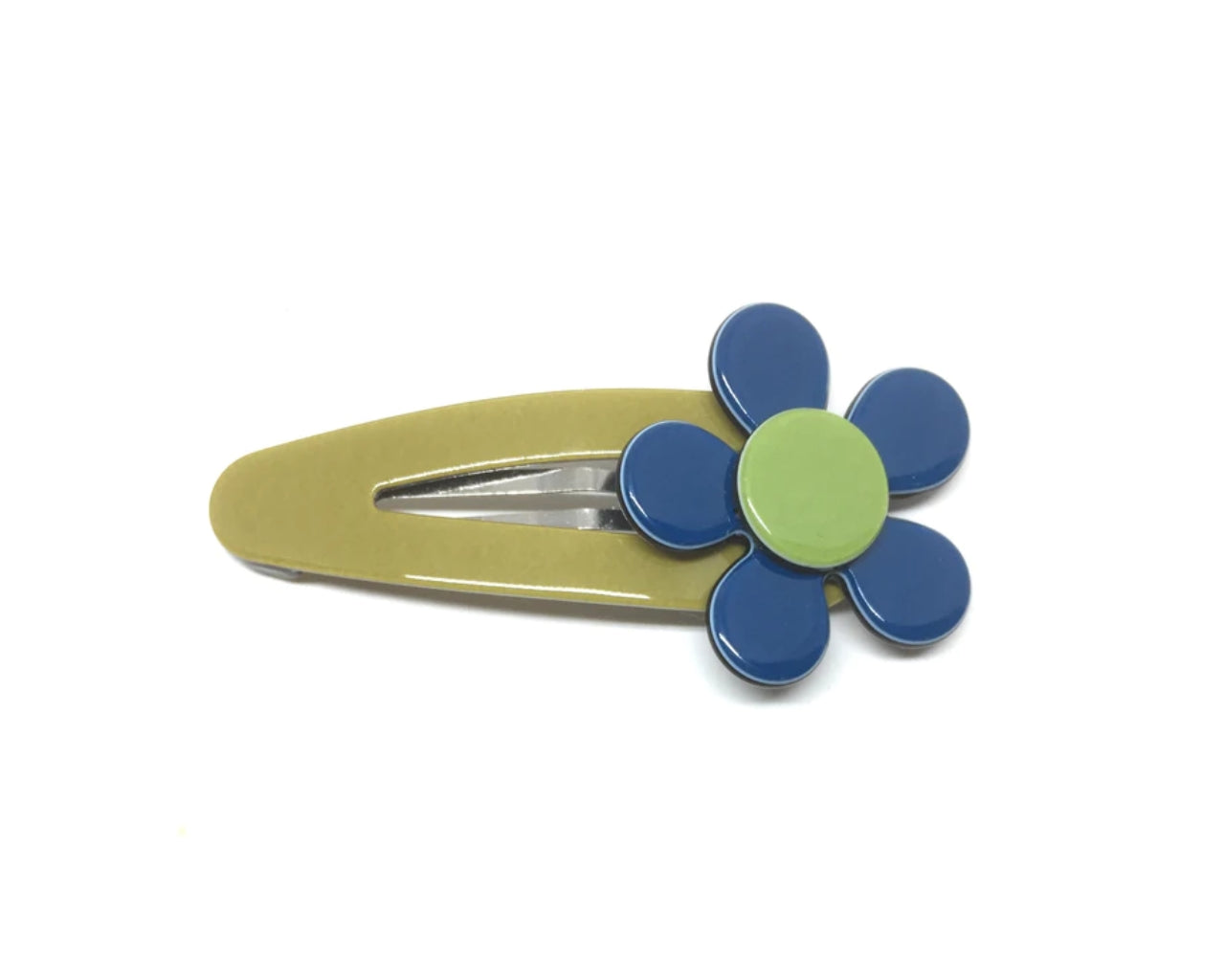 Flat flower click clack - Khaki green tealy blue
